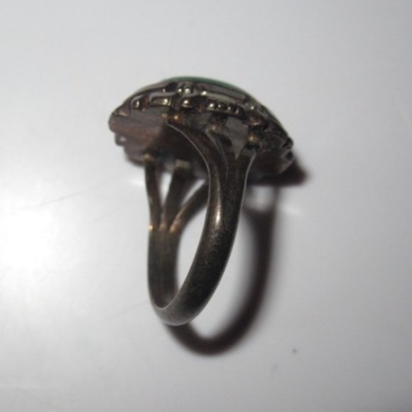 Vintage Native American Sterling Silver Green Malachite Ring 8 - Picture 10 of 12